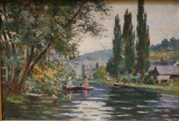 Canotage A Cailly Sur Eure Oil Painting by Georges Binet