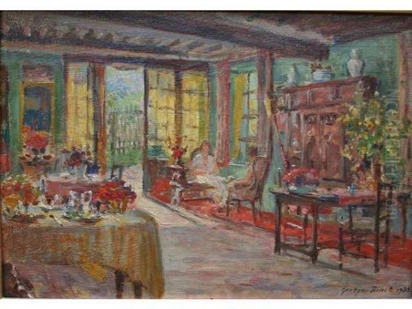 Femmes Au Salon, Interieur De La Maison De L Artiste Oil Painting by Georges Binet