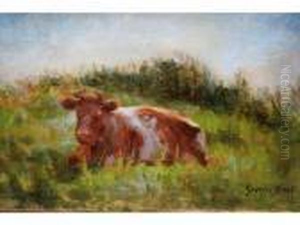 Vache Couchee Oil Painting by Georges Binet