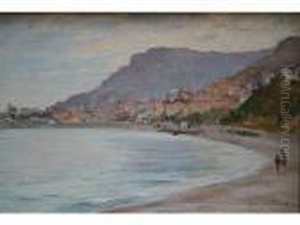 La Plage De Monte Carlo Oil Painting by Georges Binet