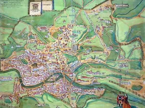 Map of Rome from Civitates Orbis Terrarum 2 Oil Painting by Joris Hoefnagel