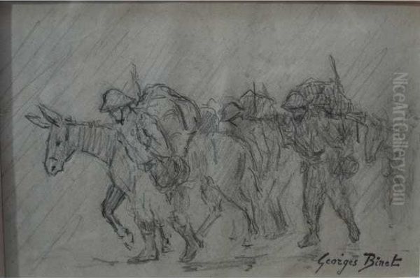 Retour De Troupes Oil Painting by Georges Binet