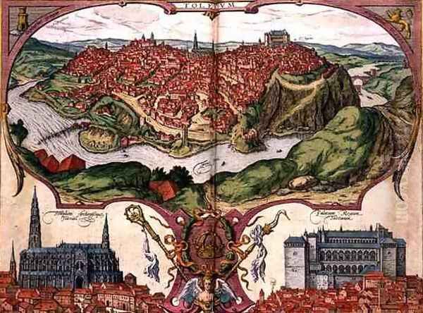 Map of Toledo from Civitates Orbis Terrarum Oil Painting by Joris Hoefnagel