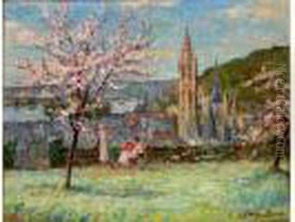 Printemps Sur Les Hauteurs De Caudebec Oil Painting by Georges Binet