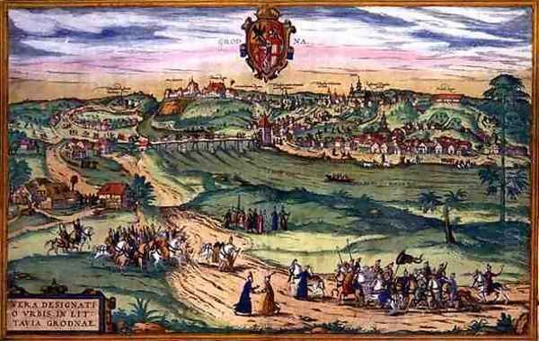 Town Plan of Grodno from Civitates Orbis Terrarum Oil Painting by Joris Hoefnagel