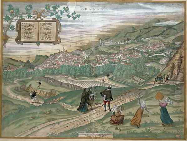 Map of Granada from Civitates Orbis Terrarum Volume I number 4 Oil Painting by Joris Hoefnagel