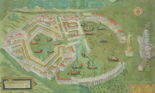 Map of Ostia from Civitates Orbis Terrarum Oil Painting by Joris Hoefnagel