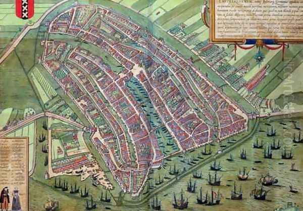 Map of Amsterdam from Civitates Orbis Terrarum Oil Painting by Joris Hoefnagel