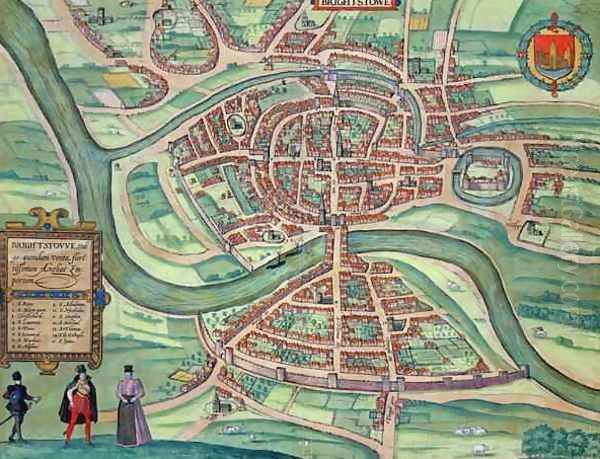 Map of Bristol from Civitates Orbis Terrarum 2 Oil Painting by Joris Hoefnagel