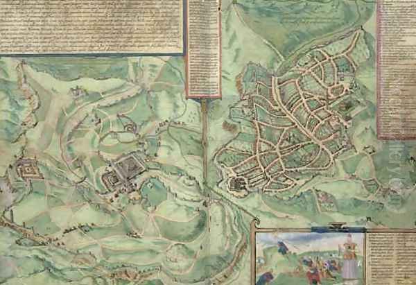 Map of Jerusalem from Civitates Orbis Terrarum 2 Oil Painting by Joris Hoefnagel