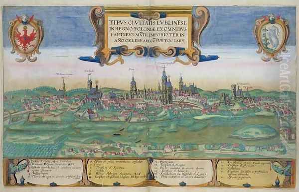 Map of Lublin from Civitates Orbis Terrarum Oil Painting by Joris Hoefnagel