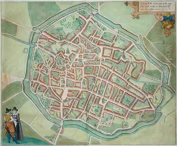 Plan of Dovay from Civitates Orbis Terrarum Oil Painting by Joris Hoefnagel