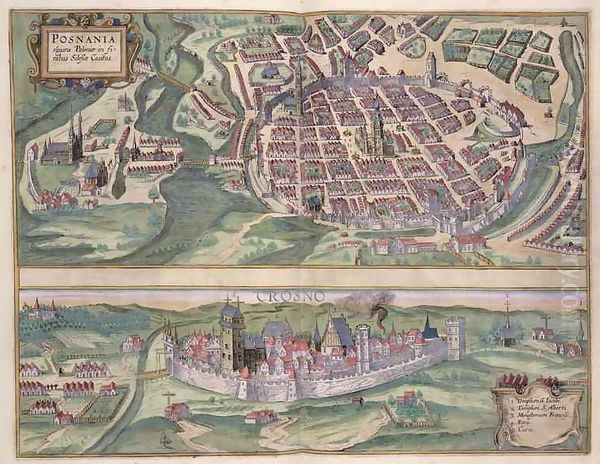 Map of Poznan and Gruczno from Civitates Orbis Terrarum Oil Painting by Joris Hoefnagel