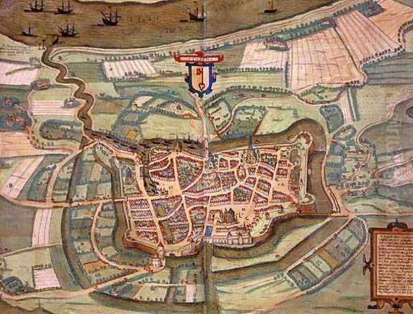 Map of Stade from Civitates Orbis Terrarum Oil Painting by Joris Hoefnagel