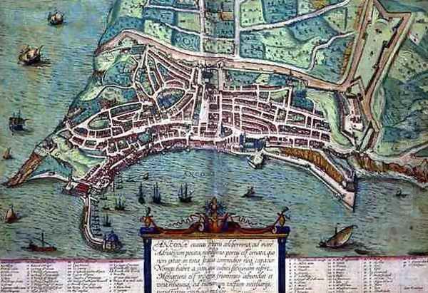 Map of Ancona from Civitates Orbis Terrarum Oil Painting by Joris Hoefnagel