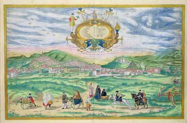 Map of Granada from Civitates Orbis Terrarum Oil Painting by Joris Hoefnagel