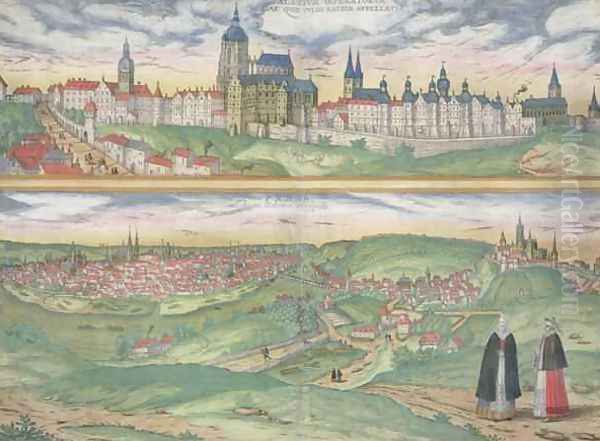 Map of Prague from Civitates Orbis Terrarum Oil Painting by Joris Hoefnagel