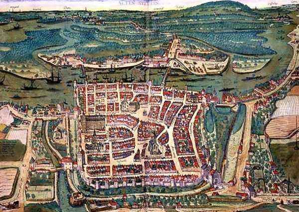 Map of Altenstadt from Civitates Orbis Terrarum Oil Painting by Joris Hoefnagel