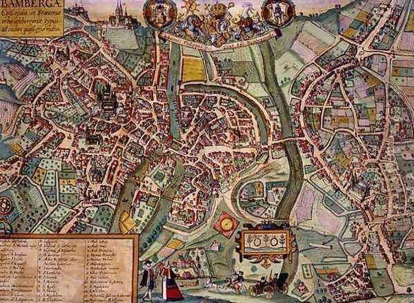 Map of Bamberg from Civitates Orbis Terrarum Oil Painting by Joris Hoefnagel