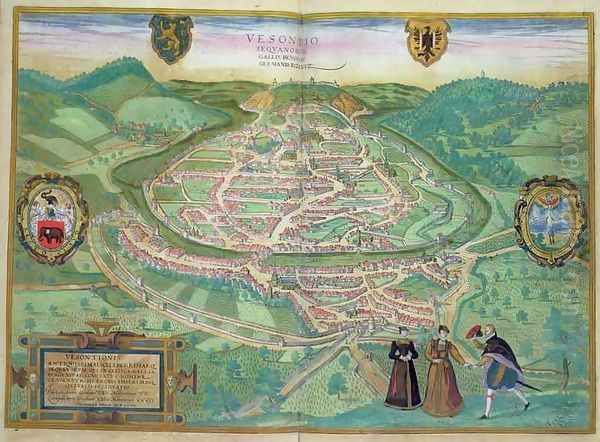 Map of Besancon from Civitates Orbis Terrarum Oil Painting by Joris Hoefnagel