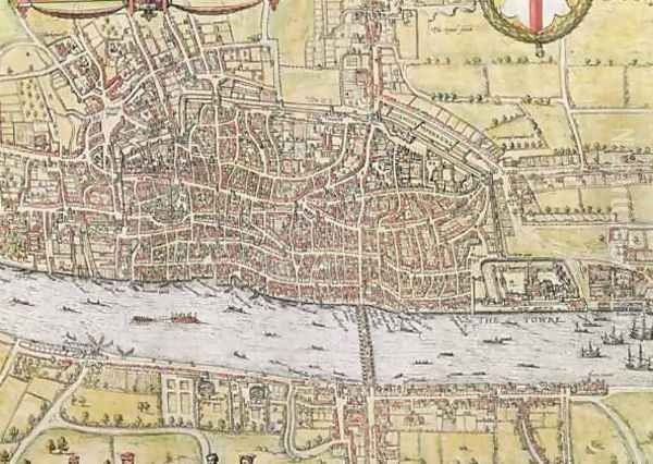 Map of London from Civitates Orbis Terrarum 3 Oil Painting by Joris Hoefnagel