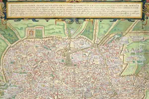 Map of Rome from Civitates Orbis Terrarum 4 Oil Painting by Joris Hoefnagel