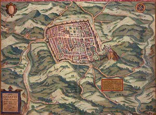 Map of Caiazzo from Civitates Orbis Terrarum Oil Painting by Joris Hoefnagel