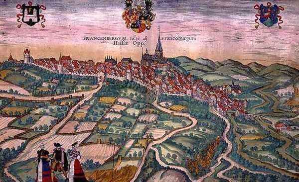 Map of Frankenburg from Civitates Orbis Terrarum Oil Painting by Joris Hoefnagel