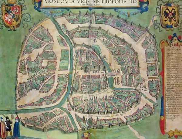 Map of Moscow from Civitates Orbis Terrarum 2 Oil Painting by Joris Hoefnagel