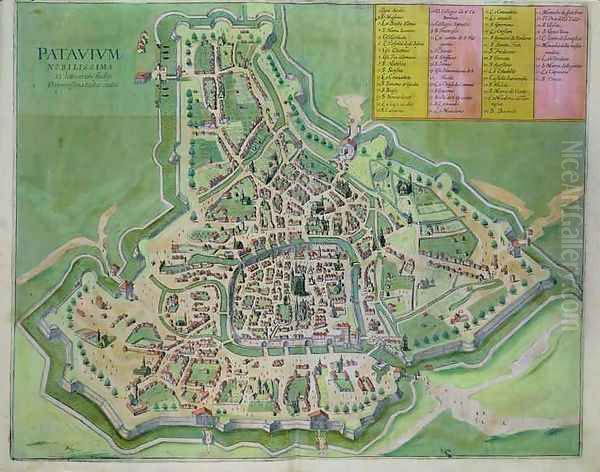 Map of Padua from Civitates Orbis Terrarum Oil Painting by Joris Hoefnagel