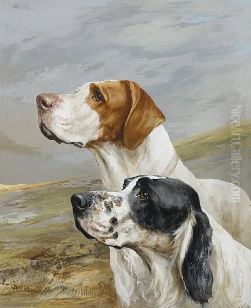 English Setter And Pointer Oil Painting by Binks, R. Ward