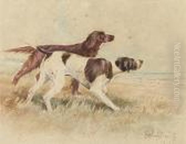 Pointer And Irish Setter Oil Painting by Binks, R. Ward