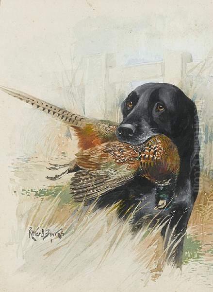 Labrador With Pheasant Oil Painting by Binks, R. Ward