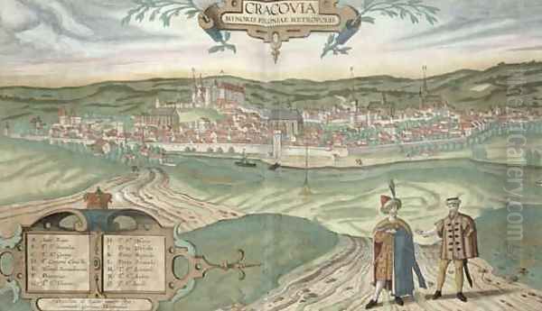 Map of Cracow from Civitates Orbis Terrarum Oil Painting by Joris Hoefnagel