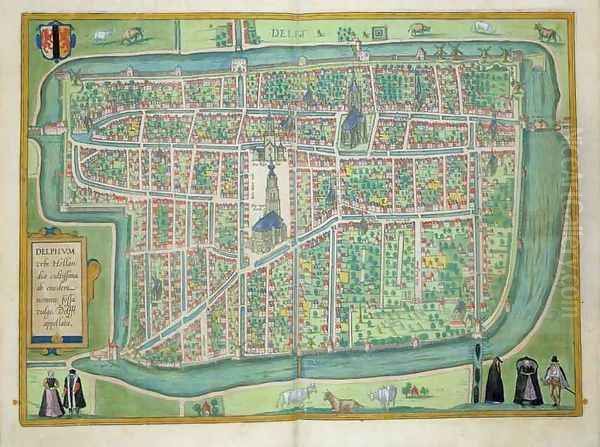 Map of Delft from Civitates Orbis Terrarum Oil Painting by Joris Hoefnagel