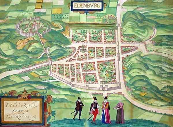 Map of Edinburgh from Civitates Orbis Terrarum Oil Painting by Joris Hoefnagel