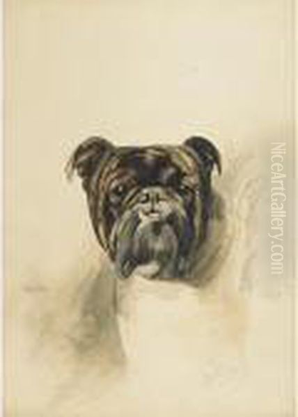 A Favorite Bull Dog Oil Painting by Binks, R. Ward