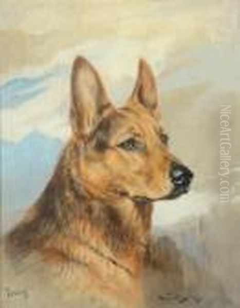 Luchs, German Shepherd Oil Painting by Binks, R. Ward