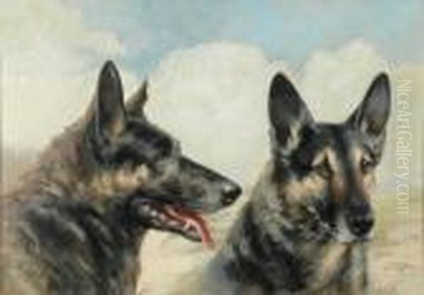 Eric And Dolph, German Shepherds Oil Painting by Binks, R. Ward