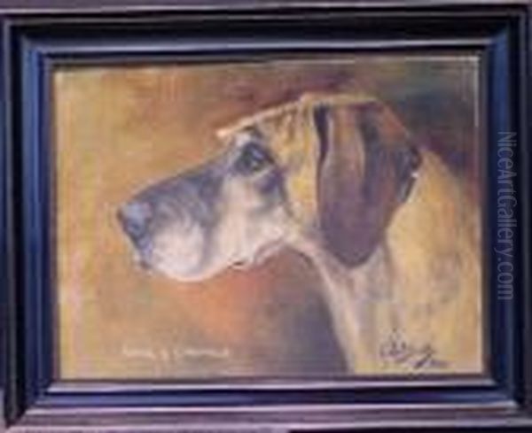 'pearl' Of Lindville (great Dane) Oil Painting by Binks, R. Ward