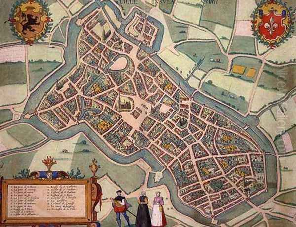 Map of Lille from Civitates Orbis Terrarum Oil Painting by Joris Hoefnagel