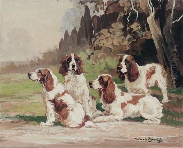 Welsh Springer Spaniels At Rest Oil Painting by Binks, R. Ward