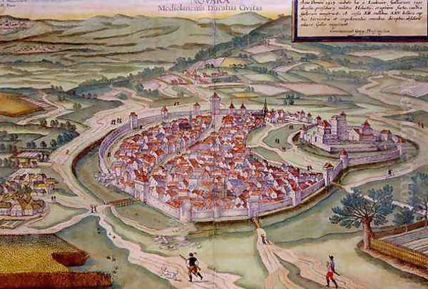 Map of Novara from Civitates Orbis Terrarum Oil Painting by Joris Hoefnagel