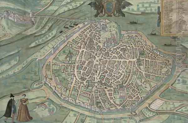 Map of Avignon from Civitates Orbis Terrarum Oil Painting by Joris Hoefnagel