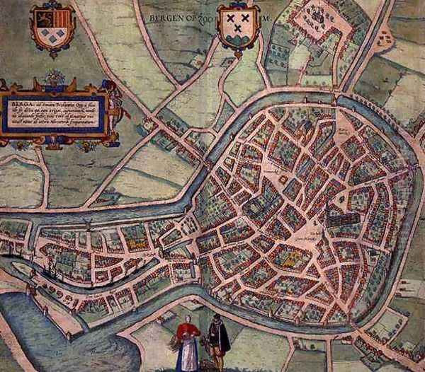 Map of Bergen op Zoom from Civitates Orbis Terrarum Oil Painting by Joris Hoefnagel