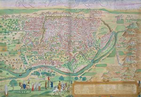 Map of Cairo from Civitates Orbis Terrarum Oil Painting by Joris Hoefnagel