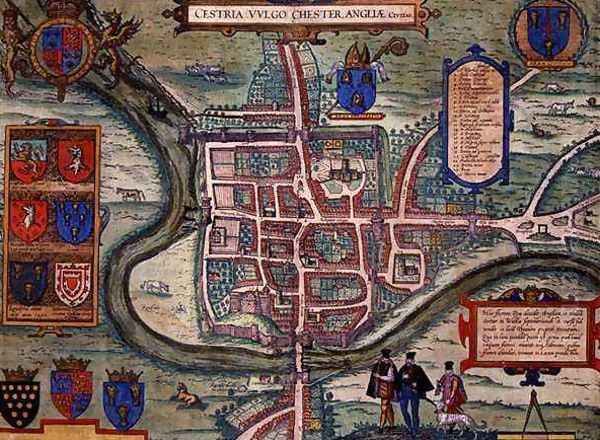 Map of Chester from Civitates Orbis Terrarum Oil Painting by Joris Hoefnagel