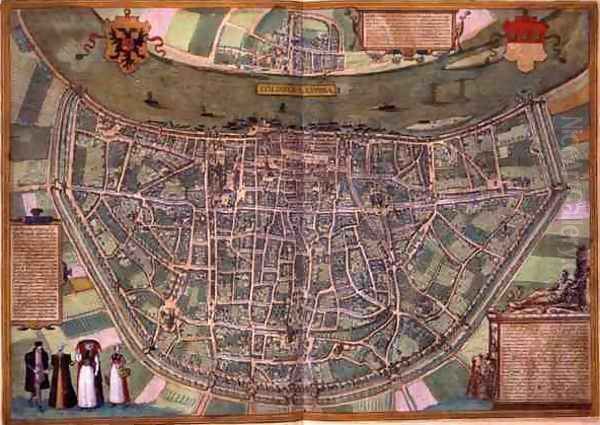 Map of Duisburg from Civitates Orbis Terrarum Oil Painting by Joris Hoefnagel