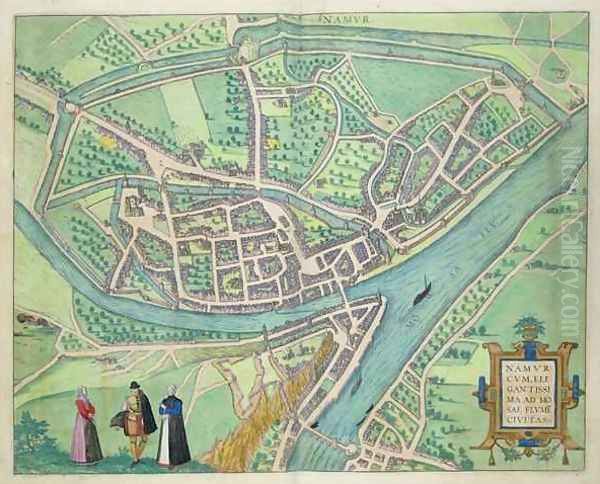 Map of Namur from Civitates Orbis Terrarum Oil Painting by Joris Hoefnagel