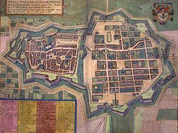 Map of Nancy from Civitates Orbis Terrarum Oil Painting by Joris Hoefnagel